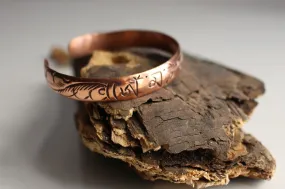 Om Mani Carved Copper Bracelet