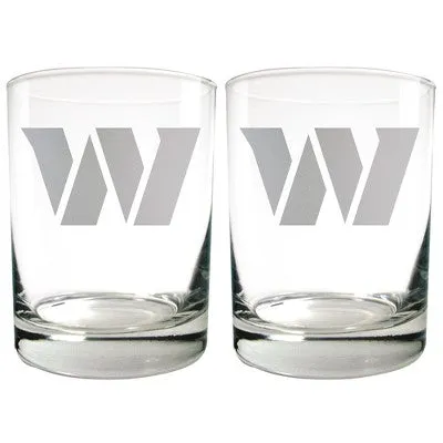 Open Box - NFL Washington Commanders Laser Etched Rocks Glass Set - 2pc