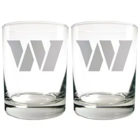 Open Box - NFL Washington Commanders Laser Etched Rocks Glass Set - 2pc