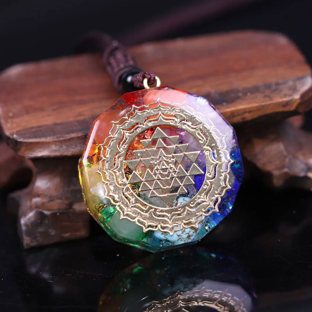 Orgonite Pendant Sri Yantra Necklace Sacred Geometry
