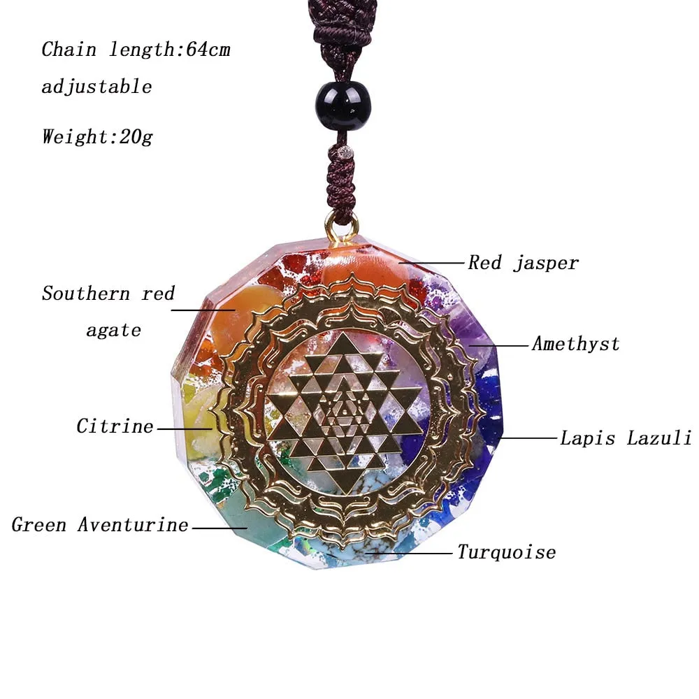 Orgonite Pendant Sri Yantra Necklace Sacred Geometry