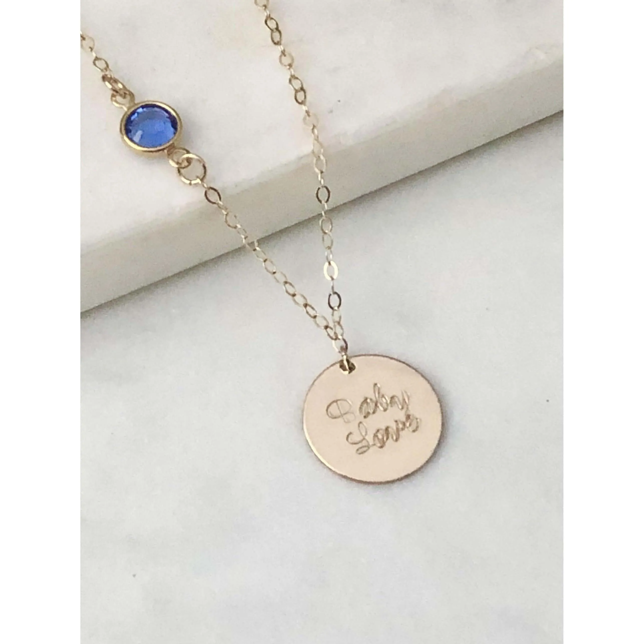 Personalised Birthstone Chain and Disc Necklace