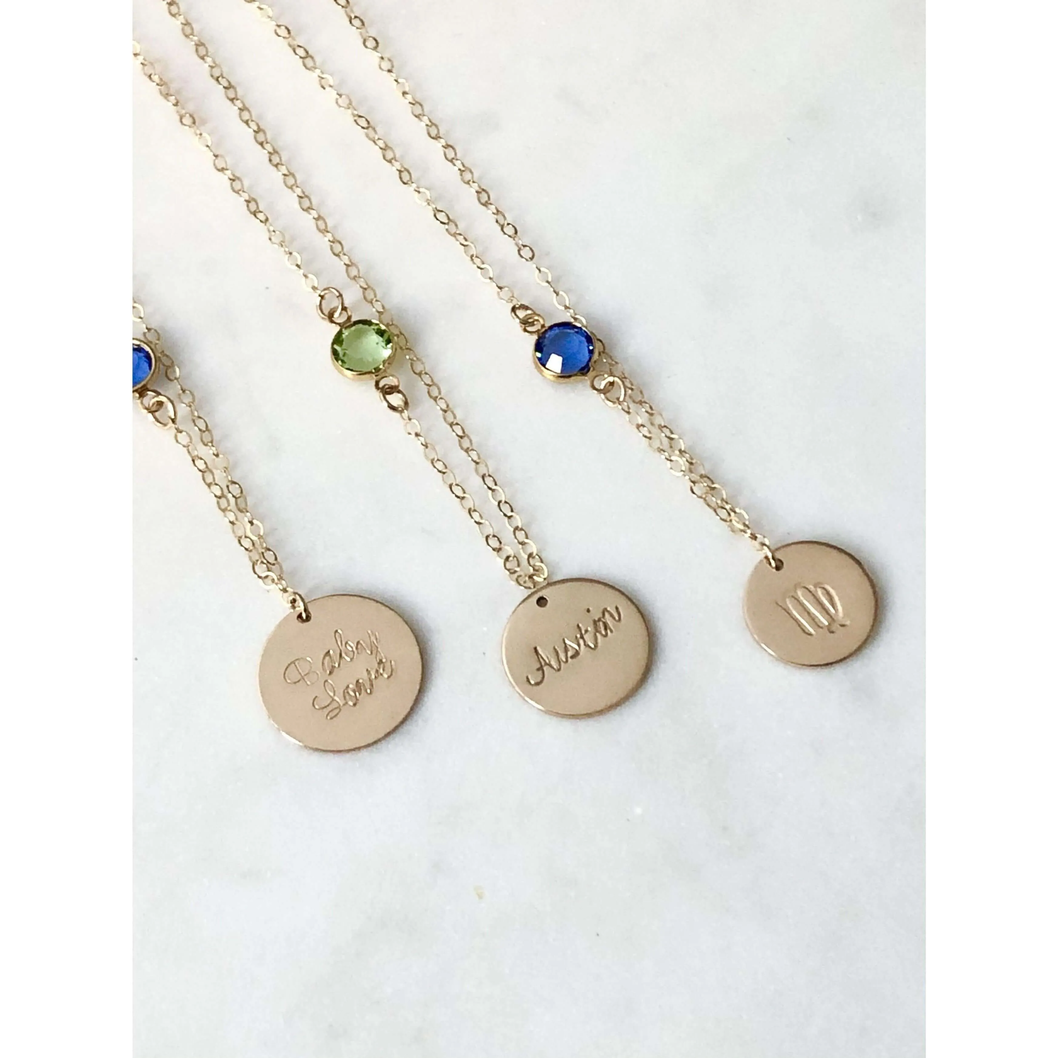 Personalised Birthstone Chain and Disc Necklace