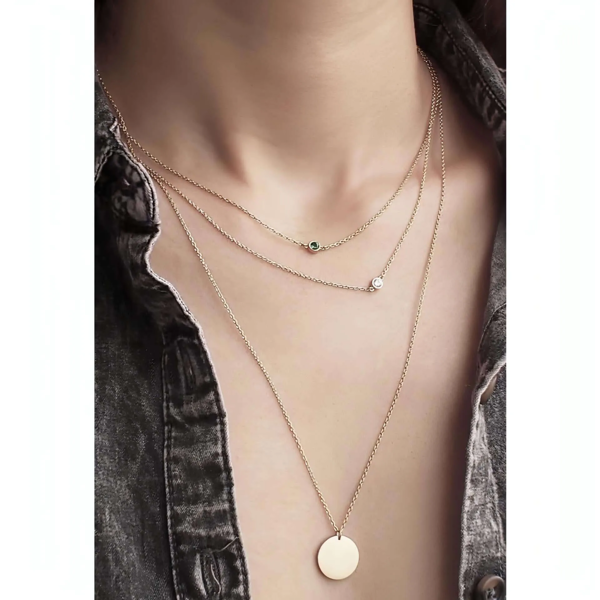 Personalised Birthstone Chain and Disc Necklace
