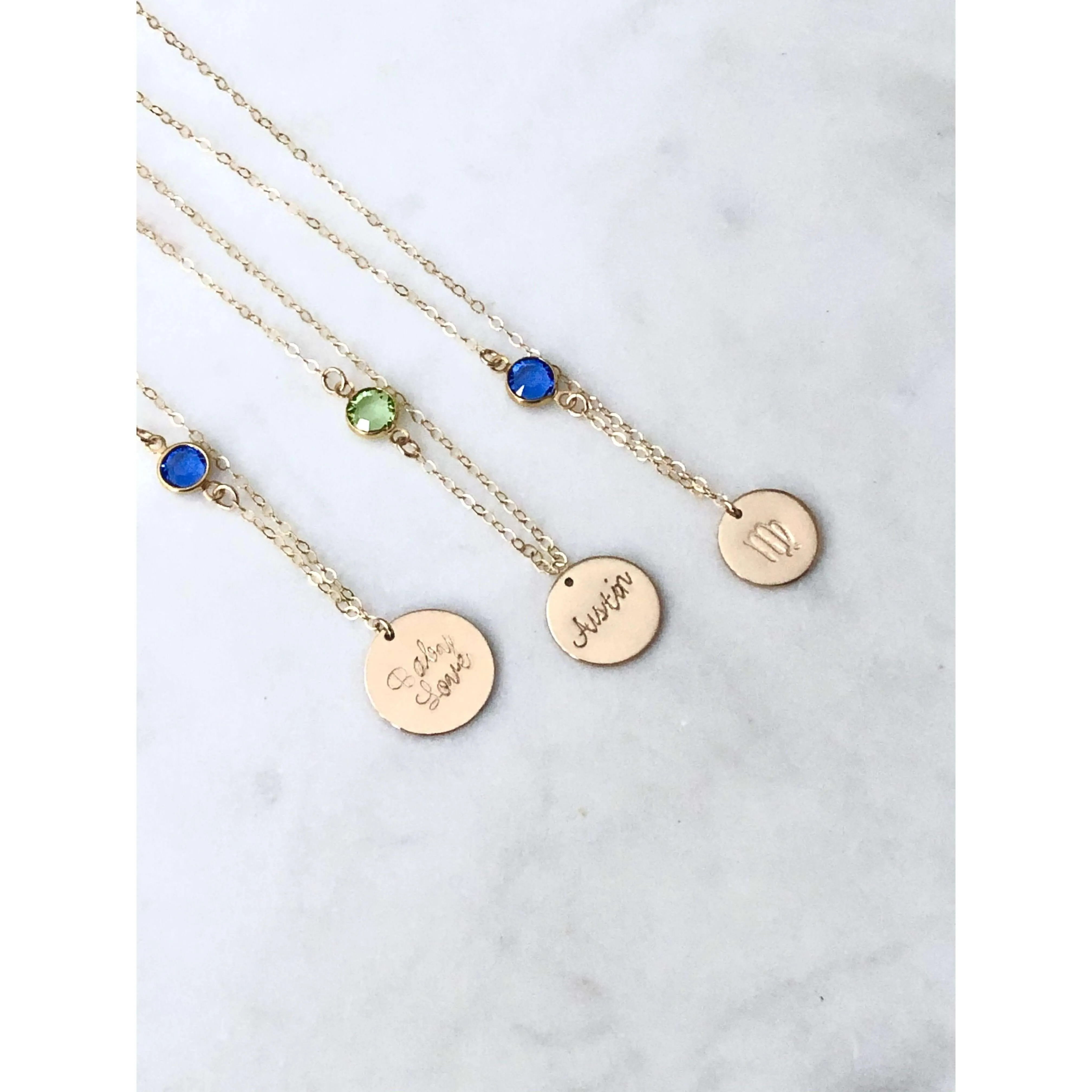 Personalised Birthstone Chain and Disc Necklace