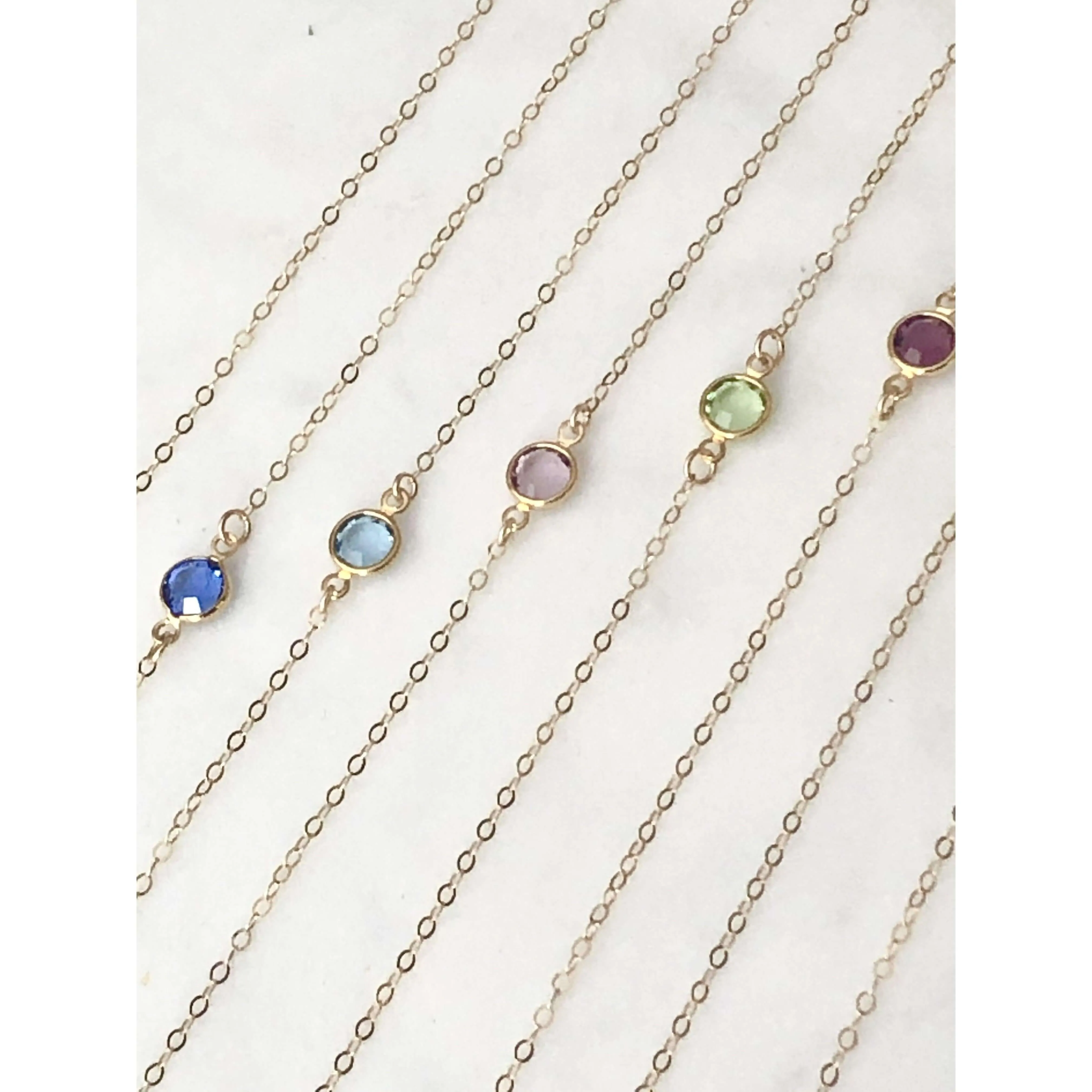 Personalised Birthstone Chain and Disc Necklace