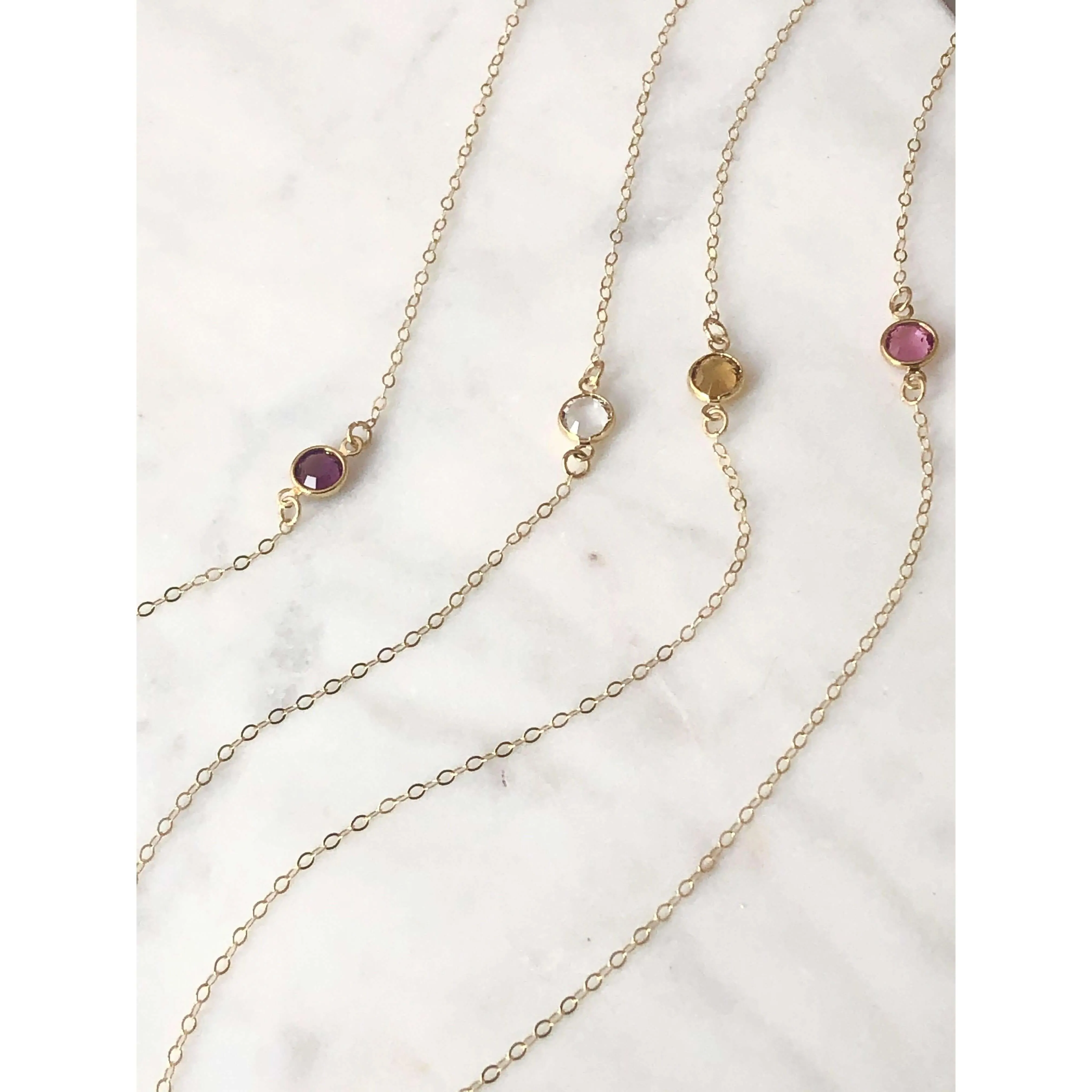 Personalised Birthstone Chain and Disc Necklace