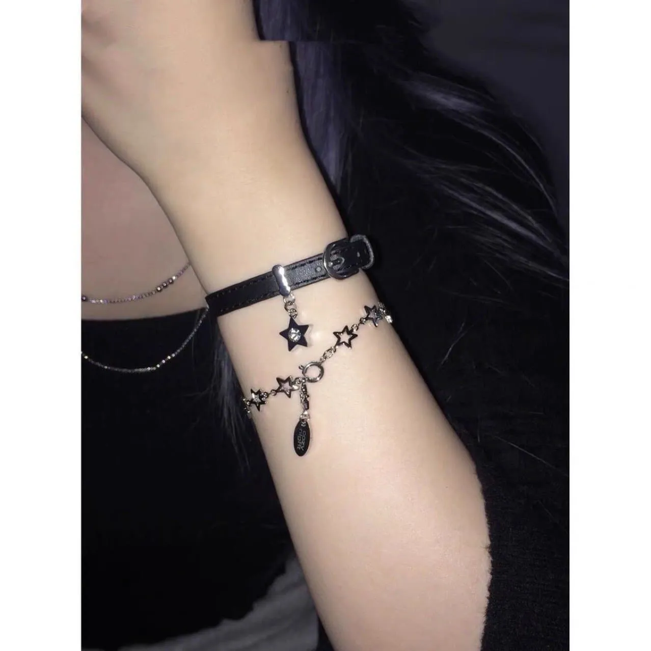 PU leather adjustable star decor bracelet