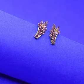 "Glow Up Your Daily Look with Ruby-Adorned Gold Plated Studs: Style Made Easy!"