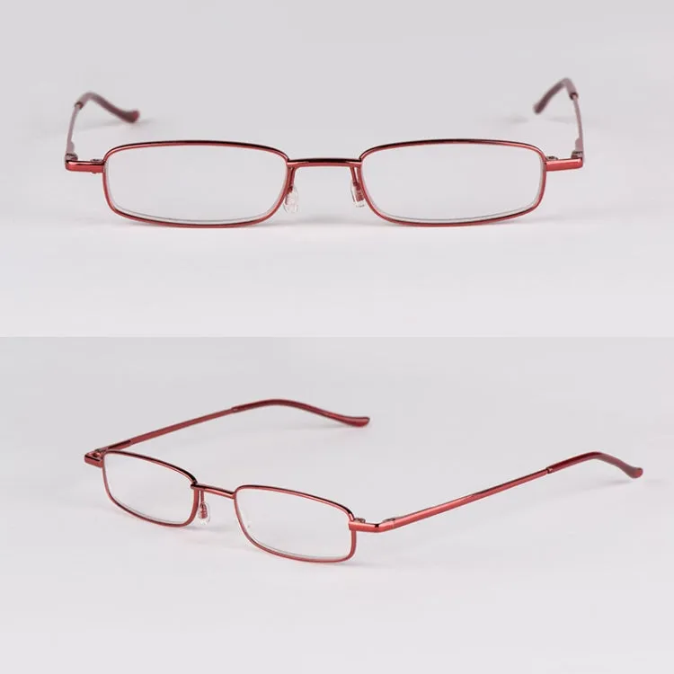 Reading Glasses Metal Spring Foot Portable Presbyopic Glasses with Tube Case  3.00D(Silver Gray)