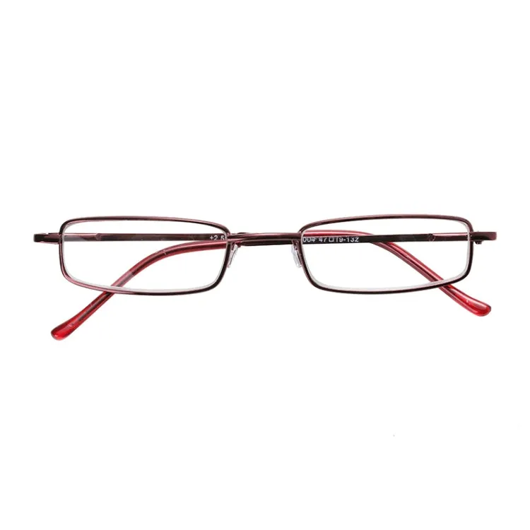 Reading Glasses Metal Spring Foot Portable Presbyopic Glasses with Tube Case  3.00D(Silver Gray)