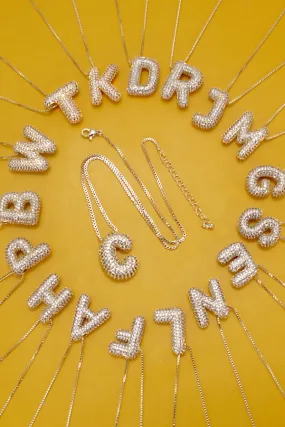 Rhinestone Bubble Initial Necklace