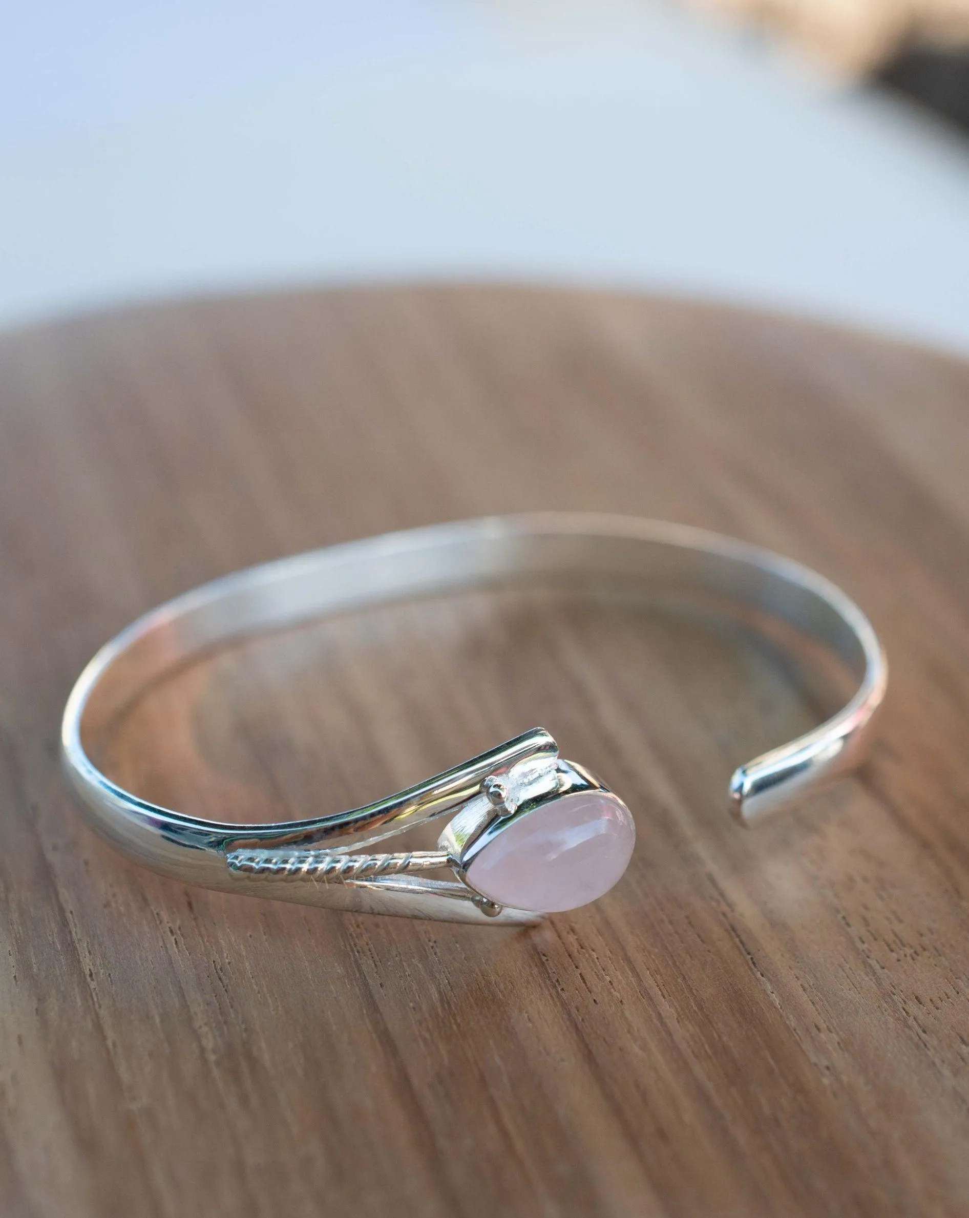 Rose Quartz Adjustable Bracelet ~ Sterling Silver 925 ~ MB062