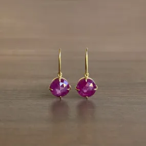 Round Rose Cut Ruby Earrings