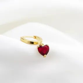 Ruby Heart Earring