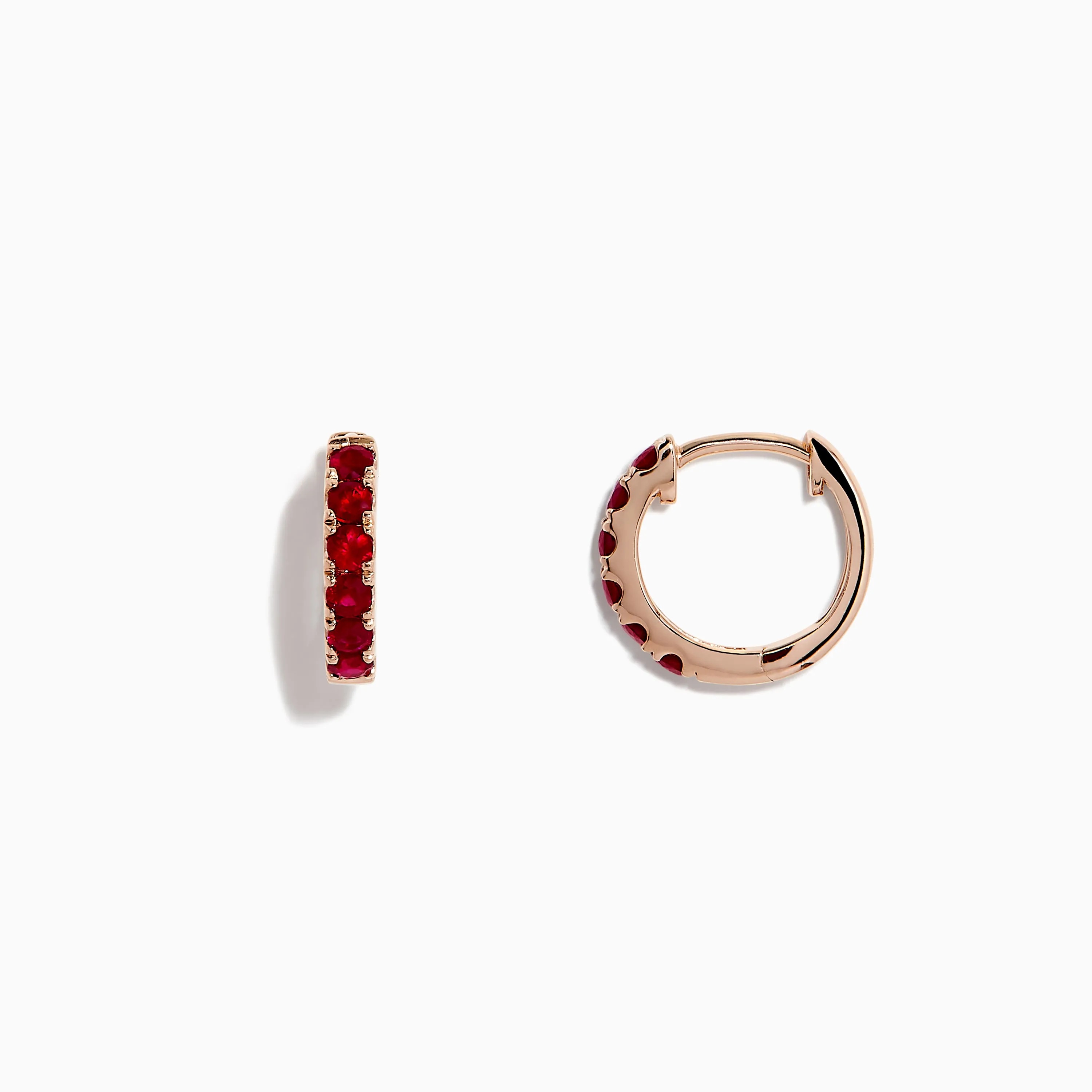 Ruby Royale 14K Rose Gold Ruby Huggie Earrings, 0.57 TCW