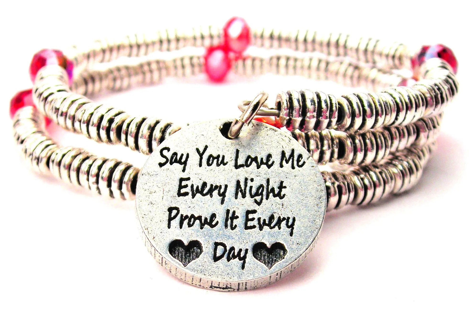 Say You Love Me Every Night Prove It Every Day Curly Coil Wrap Style Bangle Bracelet