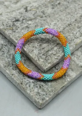 Shiny Yellow & Mixed Beads Nepalese Roll on Bracelet