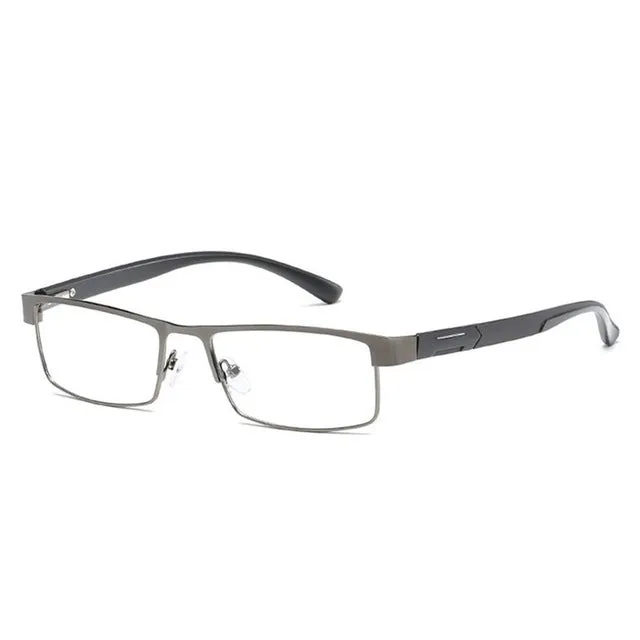 Simple Matel Frame Reading Glasses Hyperopia Eyeglasses  4.00D(Gun-color)