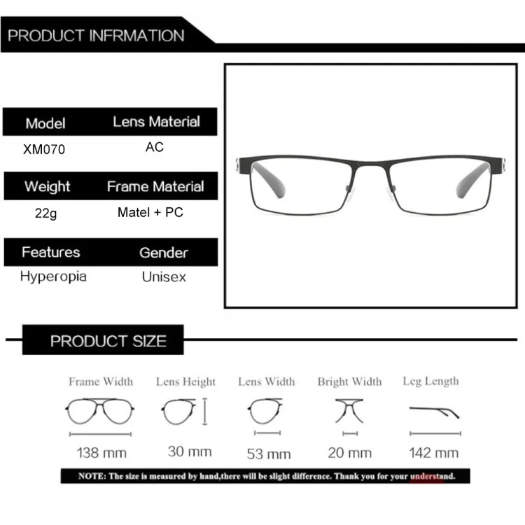 Simple Matel Frame Reading Glasses Hyperopia Eyeglasses  4.00D(Gun-color)