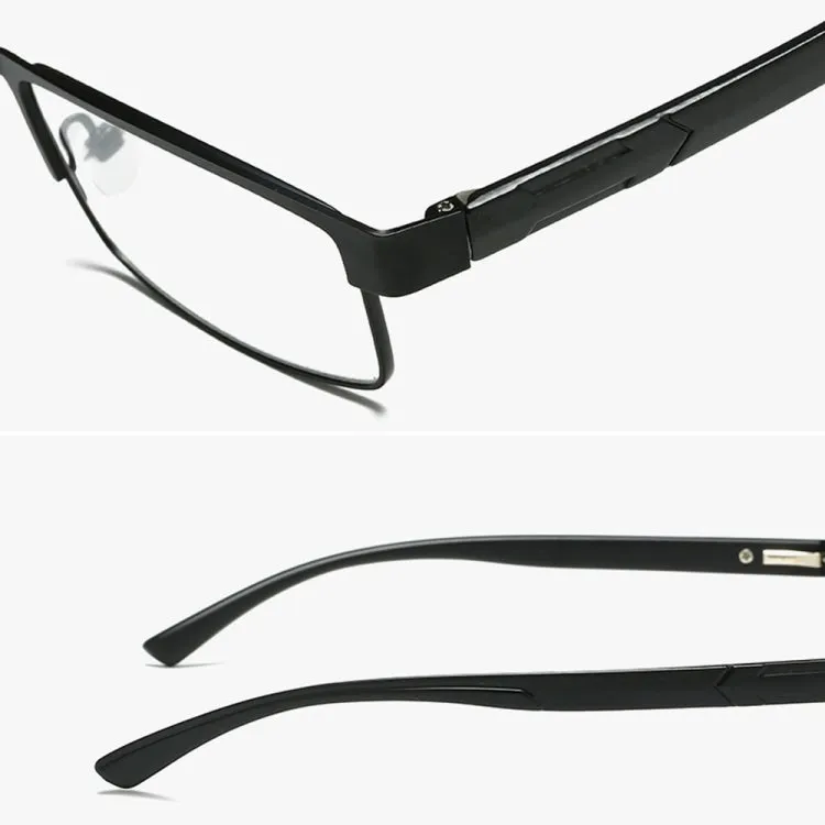 Simple Matel Frame Reading Glasses Hyperopia Eyeglasses  4.00D(Gun-color)