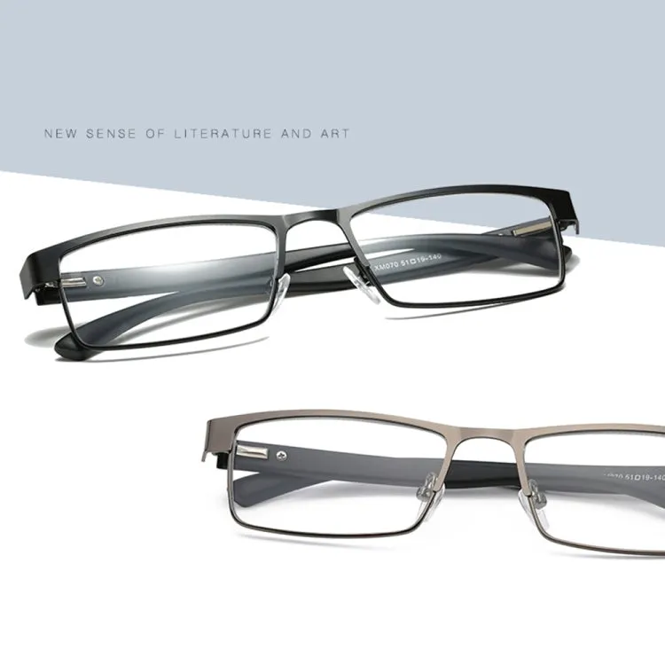 Simple Matel Frame Reading Glasses Hyperopia Eyeglasses  4.00D(Gun-color)