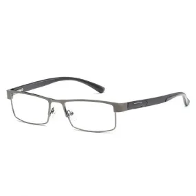 Simple Matel Frame Reading Glasses Hyperopia Eyeglasses  4.00D(Gun-color)