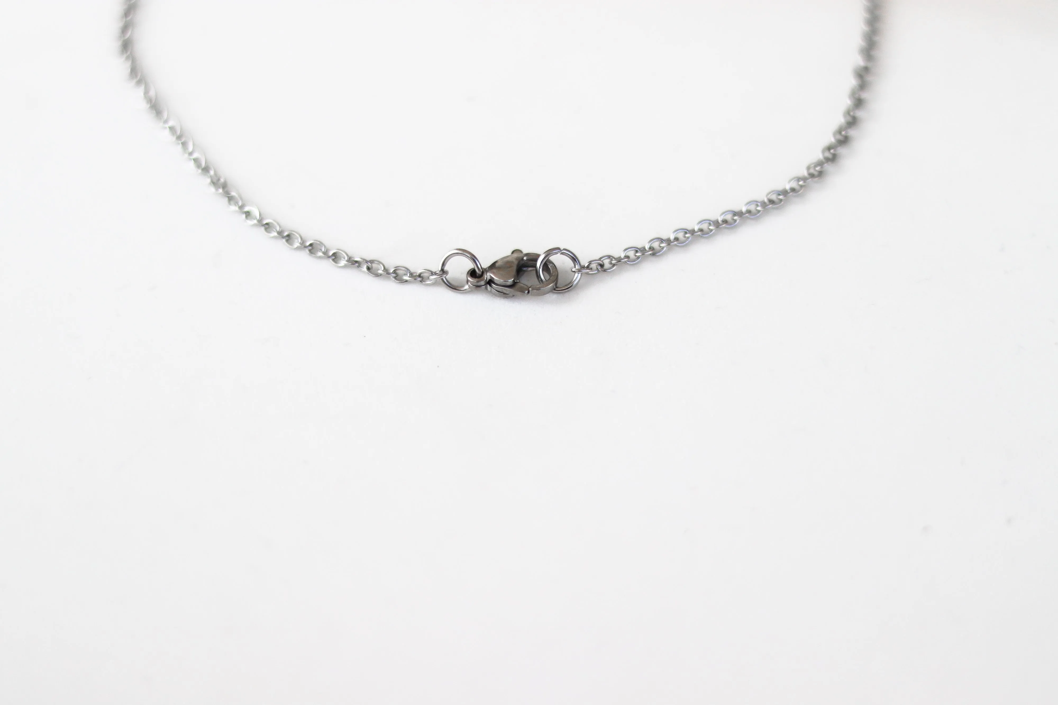 Small silver cross necklace for men, stainless steel chain necklace, waterproof