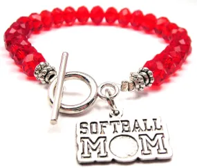 Softball Mom Crystal Beaded Toggle Style Bracelet