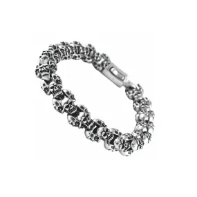 Stainless Steel Skull Head Heavyweight Chain Biker Bracelet