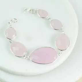 Statement Pink Chalcedony Gemstone Bracelet