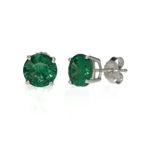 Sterling Silver Emerald 4 CT Stud Earrings