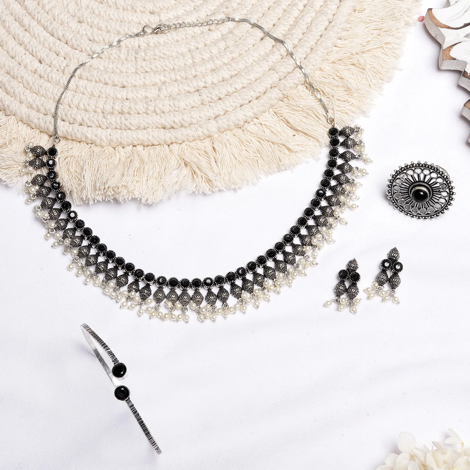 Teejh Preet Silver Oxidised Jewelry Gift Set