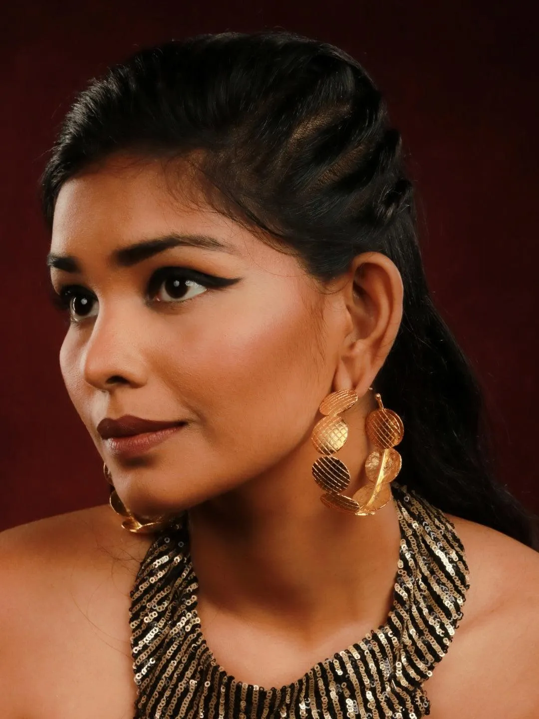 Textured Round Big Hoop Earring