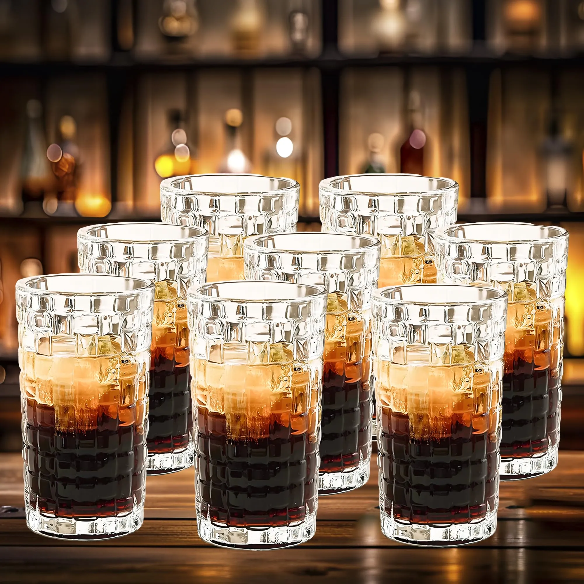The Better Home Zest Whiskey Glasses Set of 8 (320ml Each) | Lead Free Neat Whiskey Glass | Heavy Bottom Drinking Glass | Crystal Glass for Bar Home | Glass for Drinks | Cocktail Glasses