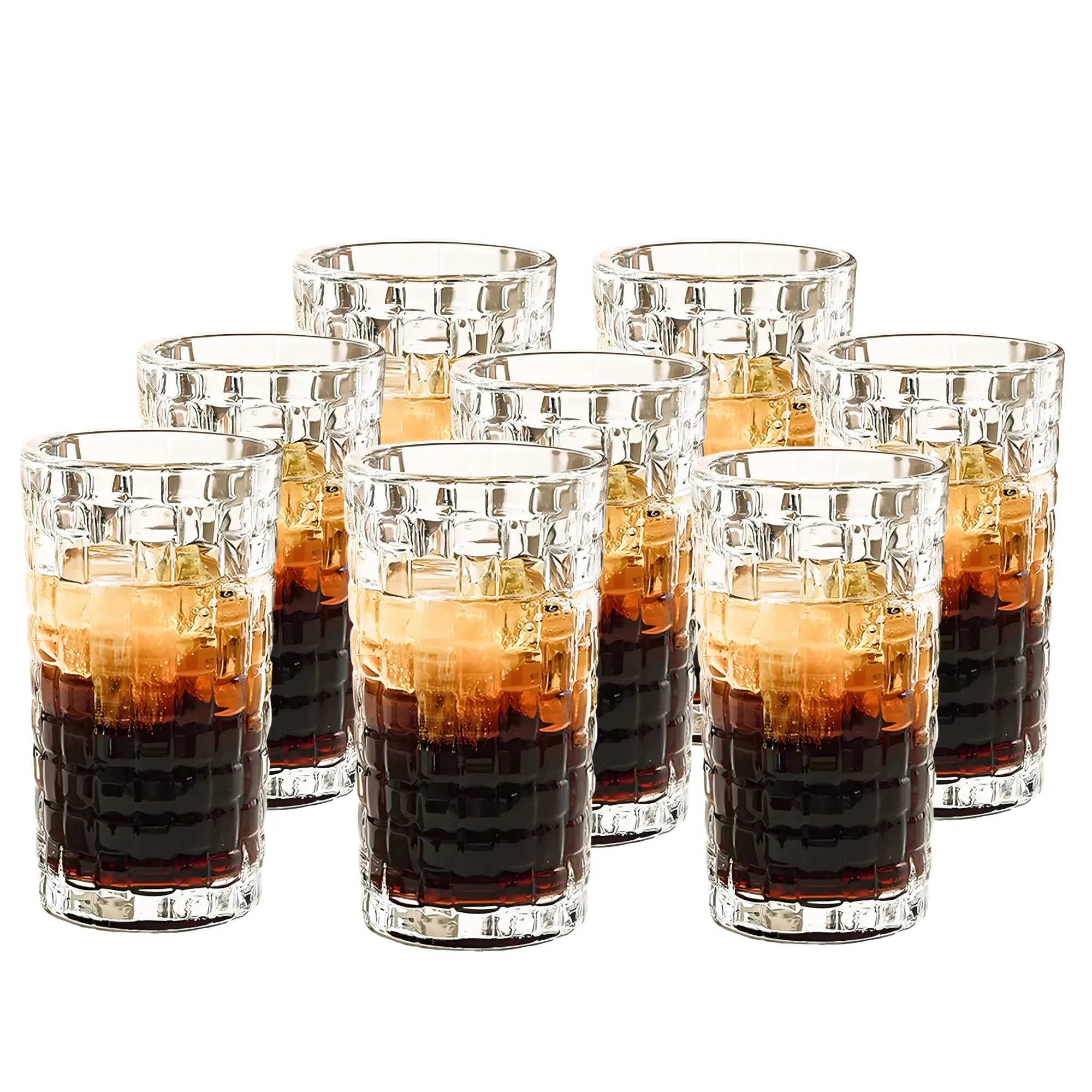 The Better Home Zest Whiskey Glasses Set of 8 (320ml Each) | Lead Free Neat Whiskey Glass | Heavy Bottom Drinking Glass | Crystal Glass for Bar Home | Glass for Drinks | Cocktail Glasses