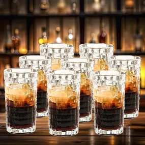 The Better Home Zest Whiskey Glasses Set of 8 (320ml Each) | Lead Free Neat Whiskey Glass | Heavy Bottom Drinking Glass | Crystal Glass for Bar Home | Glass for Drinks | Cocktail Glasses