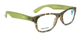 The Forester, (Premium) Reading Glasses, High End Reader  1.25 to  3 Magnifying, Square Style (Green Camouflage) Frame. NY Fifth Avenue