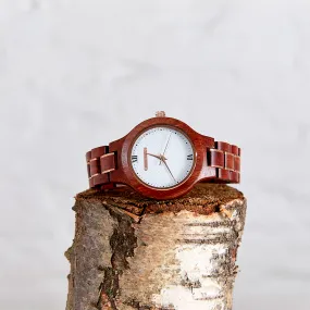 The Magnolia: Elegant Wooden Watch for Women - Handmade from Recycled Red Sandalwood