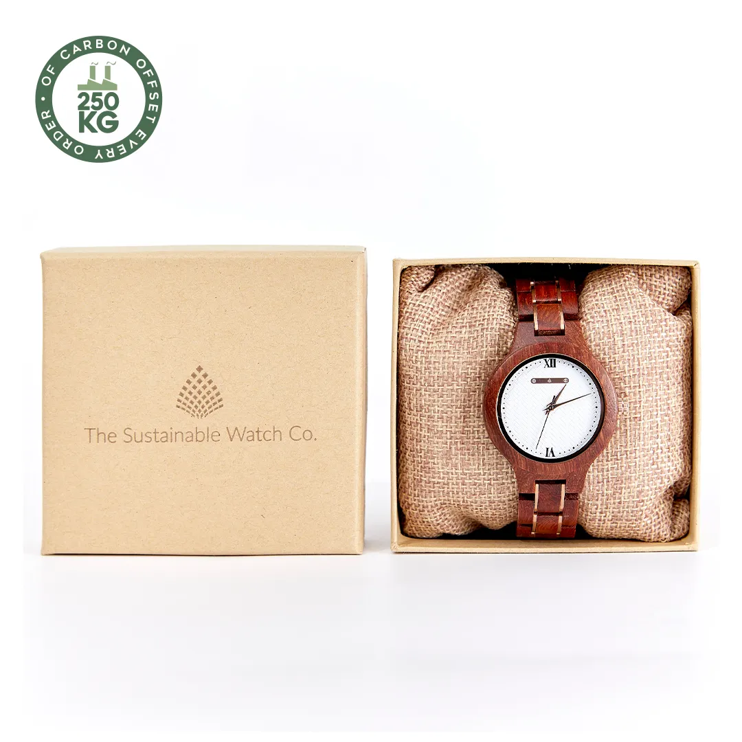 The Magnolia: Elegant Wooden Watch for Women - Handmade from Recycled Red Sandalwood