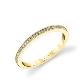 Thin Channel Set Wedding Band - Esmeralda 18k Gold Yellow