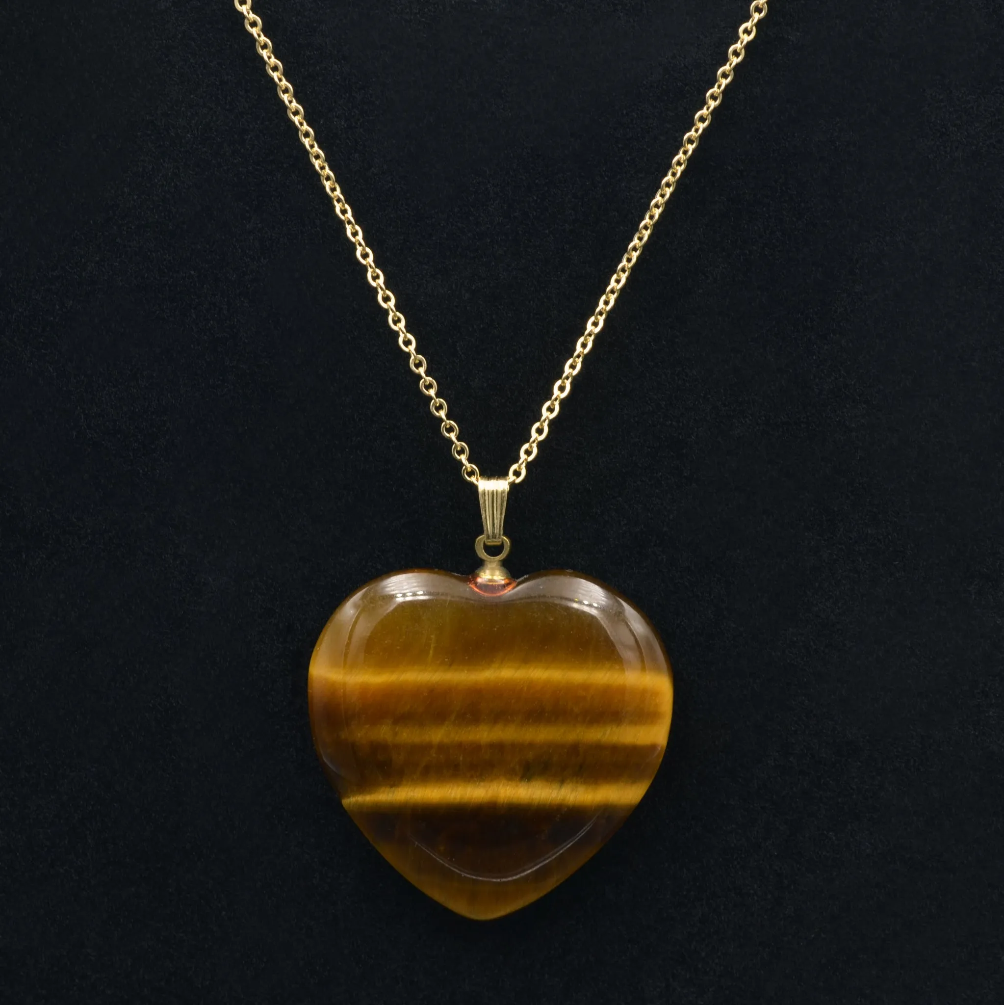 Tigers Eye Heart Pendant Necklace