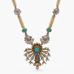 Turquoise Statement Silver Long Necklace