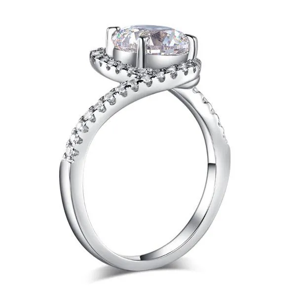 Twist Curl 925 Sterling Silver Wedding Engagement Ring 2 Ct Simulated Diamond