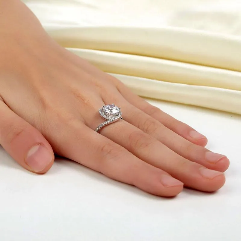 Twist Curl 925 Sterling Silver Wedding Engagement Ring 2 Ct Simulated Diamond
