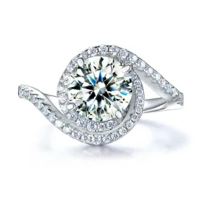 Twist Curl 925 Sterling Silver Wedding Engagement Ring 2 Ct Simulated Diamond