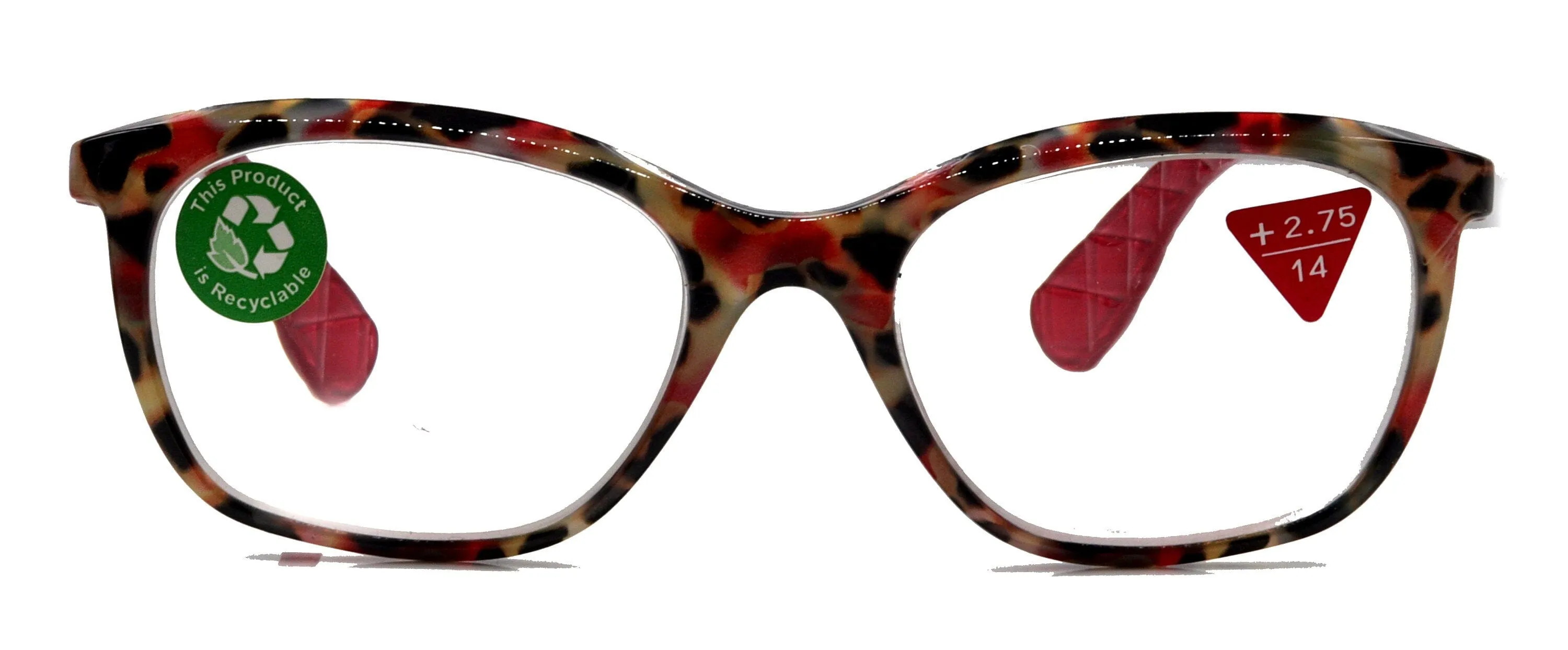 Venus, (Premium) Reading Glasses, High End Readers  1.25.. 4 Magnifying glasses, Rectangular. Optical Frame (Tortoise Red) NY Fifth Avenue.