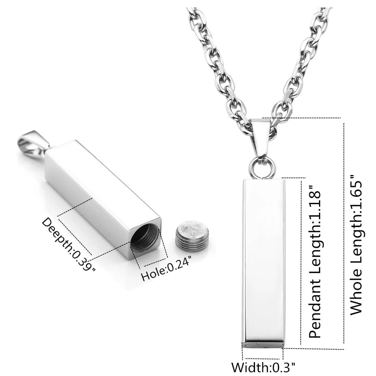 Vertical Tube Bar Urn Necklace for Ashes | Jovivi
