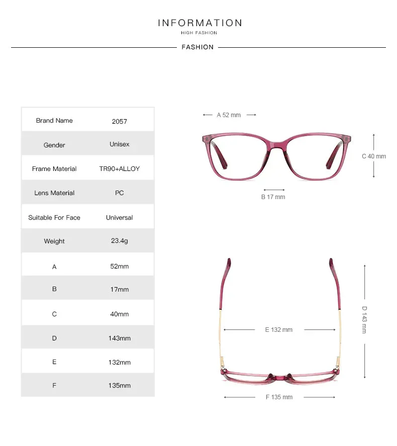Vicky Women's Full Rim Square Tr 90 Alloy Reading Glasses 2057