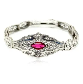 Vintage 1920s Art Deco Lace Filigree Sterling Silver Wedding Bracelet